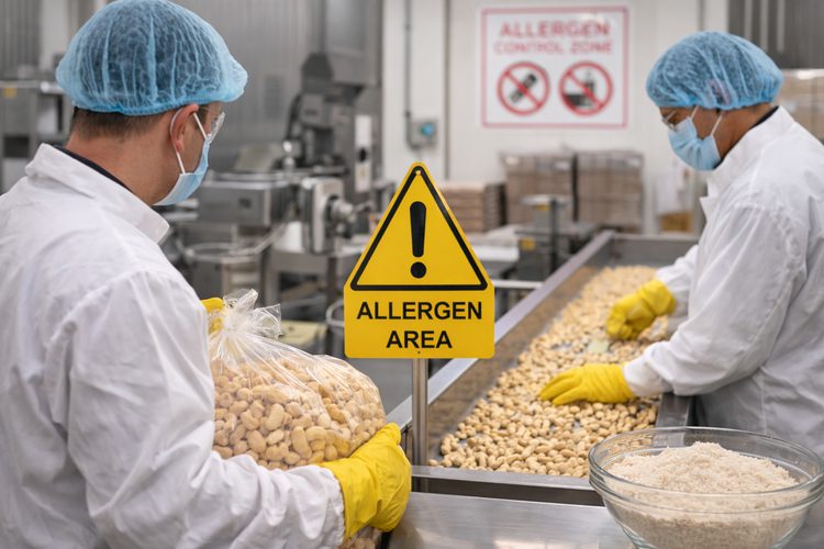 Illustrated placeholder for article titled Allergen Controls in Cashew Processing and Packing