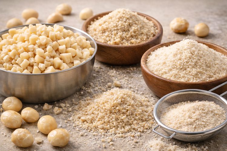 Illustrated placeholder for article titled Specifying Diced, Meal and Flour Macadamia Formats