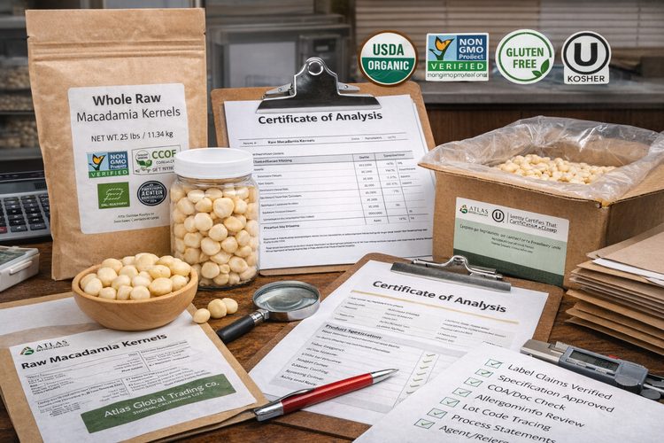 Illustrated placeholder for article titled Label Claims and QA Documents for Macadamia Programs