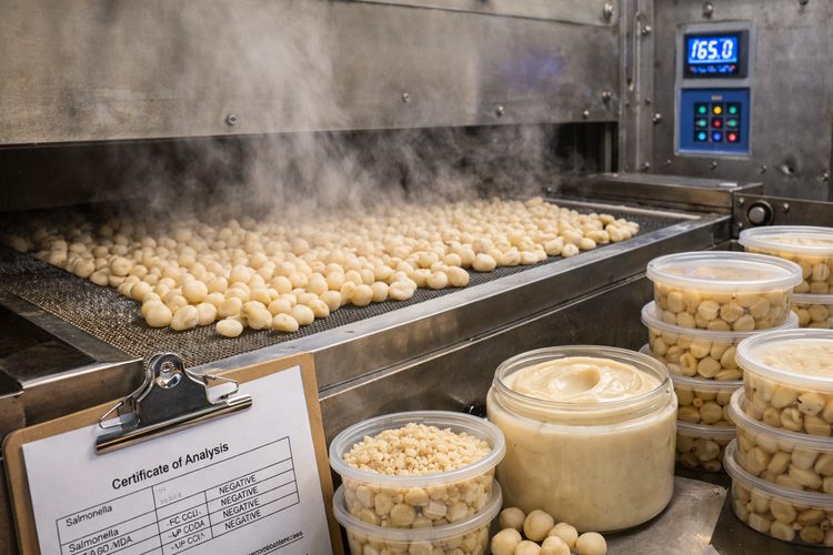 Illustrated placeholder for article titled Macadamia Pasteurization: Commercial and Technical Notes