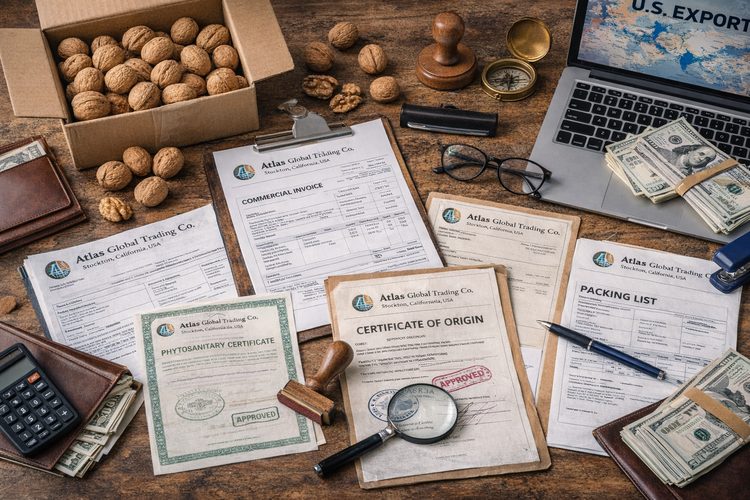 Export documentation for walnut shipments